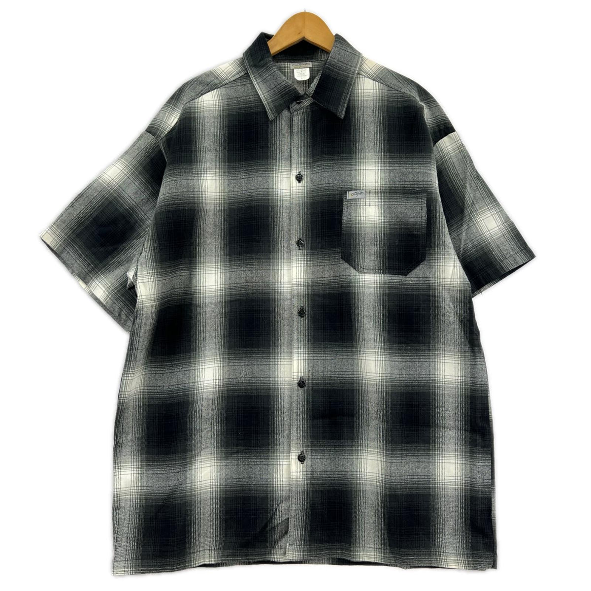 半袖シャツ CALTOP USAS製 オンブレチェック S/Sシャツ ブラック L