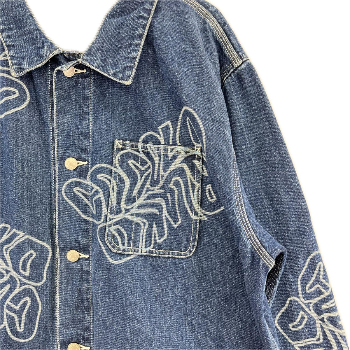 デニムジャケット ワープロゴデニムカバーオールジャケット XL ネイビー
