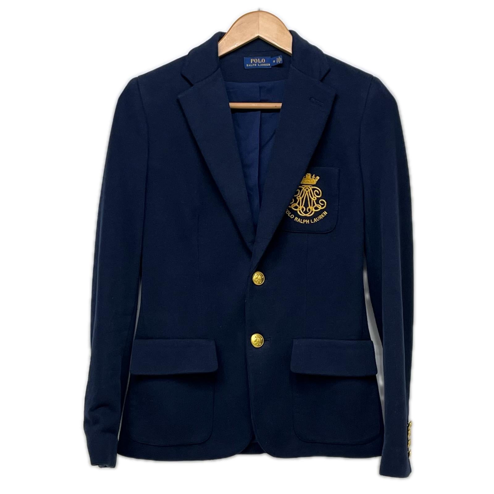 テーラードジャケット POLO RALPH LAUREN ロゴクレスト 金釦 ブレザー 0 ネイビー 0