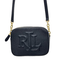 ショルダーバッグ LAUREN RALPH LAUREN ロゴエンボス レザーショルダーバッグ ブラック