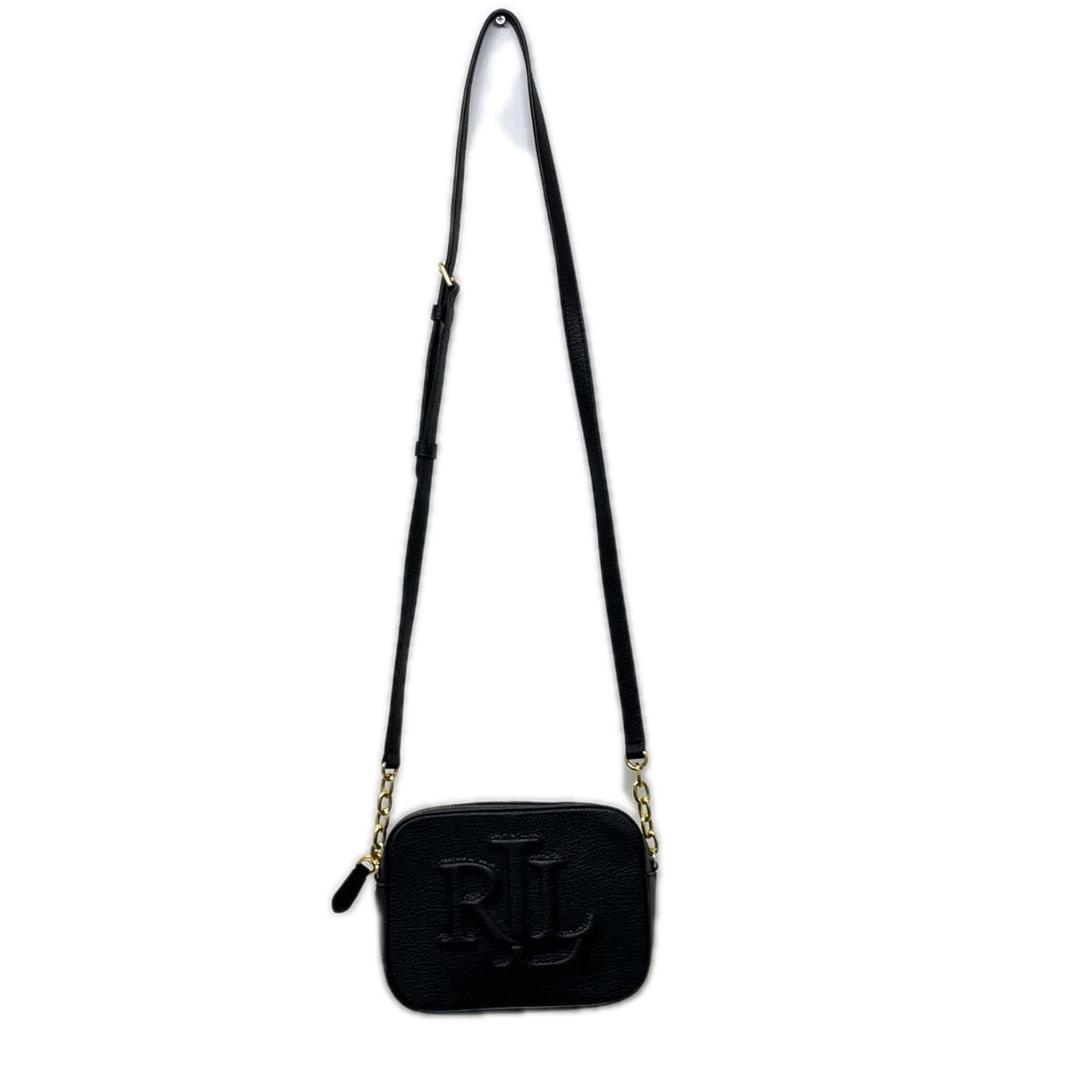 ショルダーバッグ LAUREN RALPH LAUREN ロゴエンボス レザーショルダーバッグ ブラック