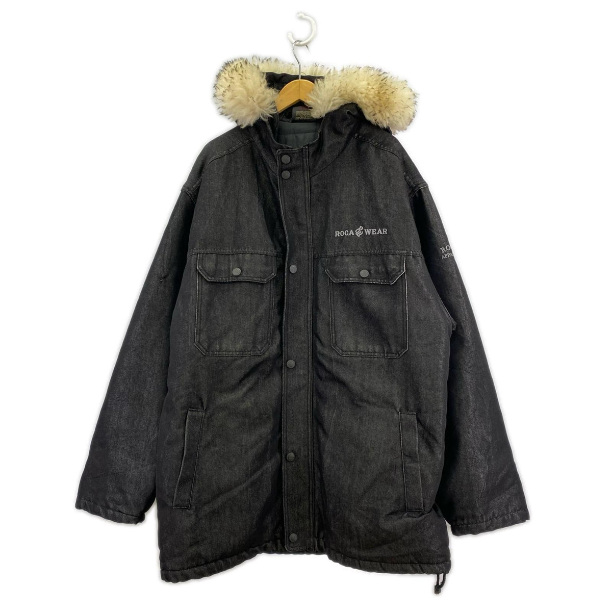 ブルゾン ROCA WEAR キルティング ファー付き 黒 (XXL) ブラック