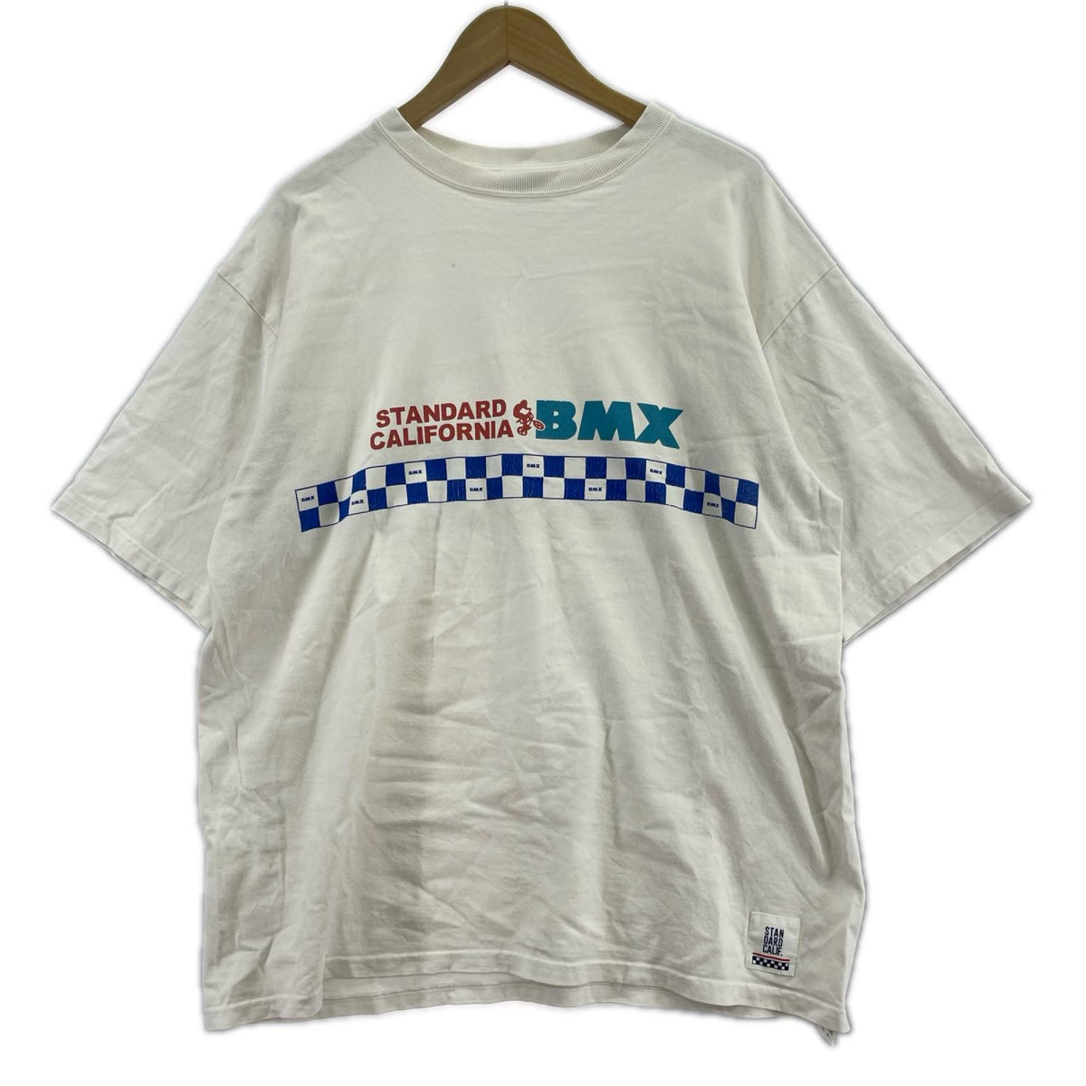 半袖Tシャツ BMX ブルーチェッカー 白 (XL) ホワイト