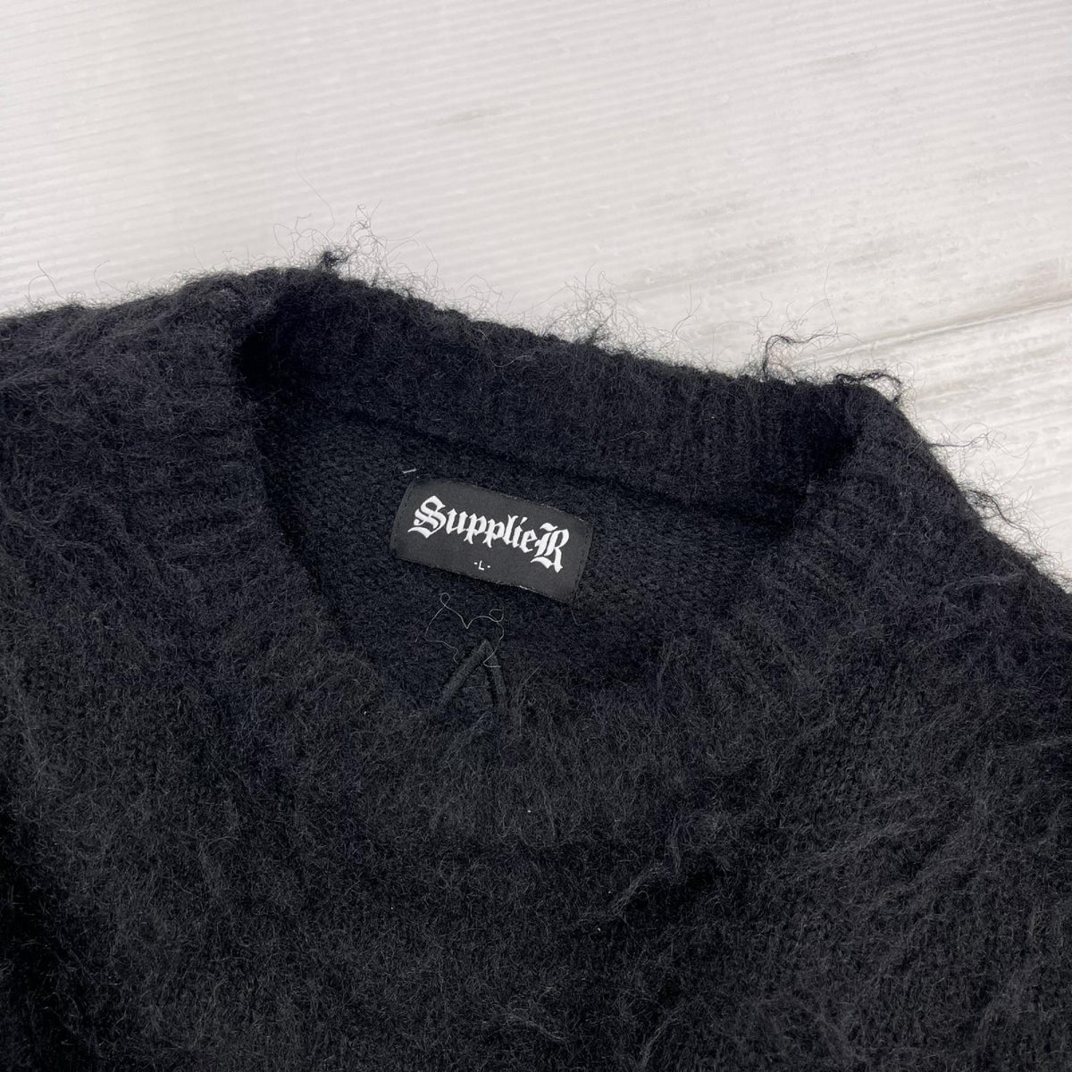ニット SUPPLIER TRIBAL CROSS PIERCED KNIT 黒 (L) L ブラック