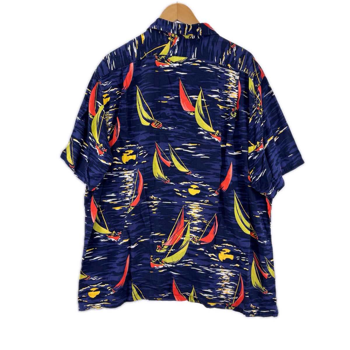 半袖シャツ アロハシャツ ボート柄 開襟 ネイビー (XL) ネイビー