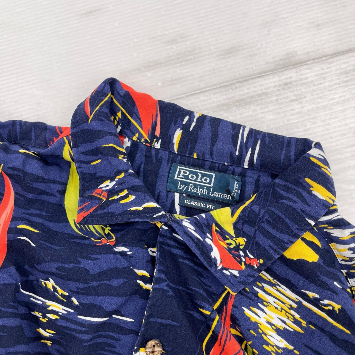 半袖シャツ アロハシャツ ボート柄 開襟 ネイビー (XL) ネイビー