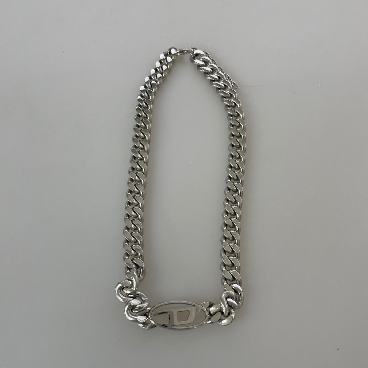 ネックレス DIESEL オーバルDロゴ チェーンネックレス ステンレス シルバー
