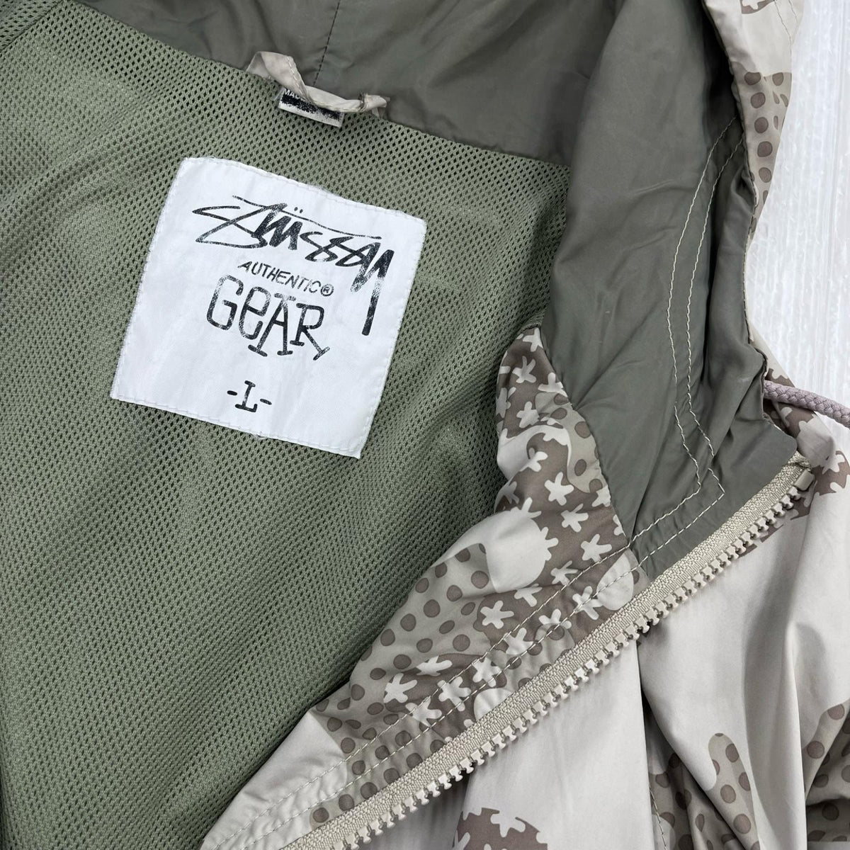 ジャケット 00S ERIC HAZE ナイロンジップアップ 迷彩 (L) L ベージュ