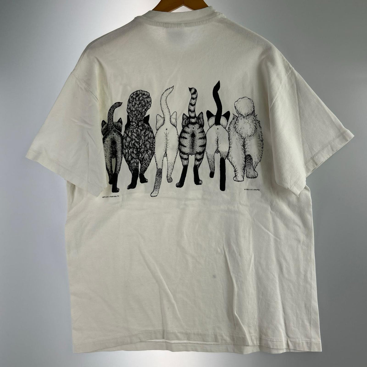 半袖Tシャツ 80S HEP CAT 猫グラフィック アニマルT 白 (L) L ホワイト