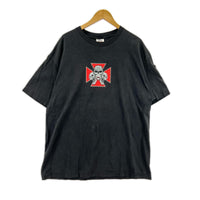 半袖Tシャツ 90~00S スカル×アイアンクロス 両面プリント 黒 (XL) ブラック