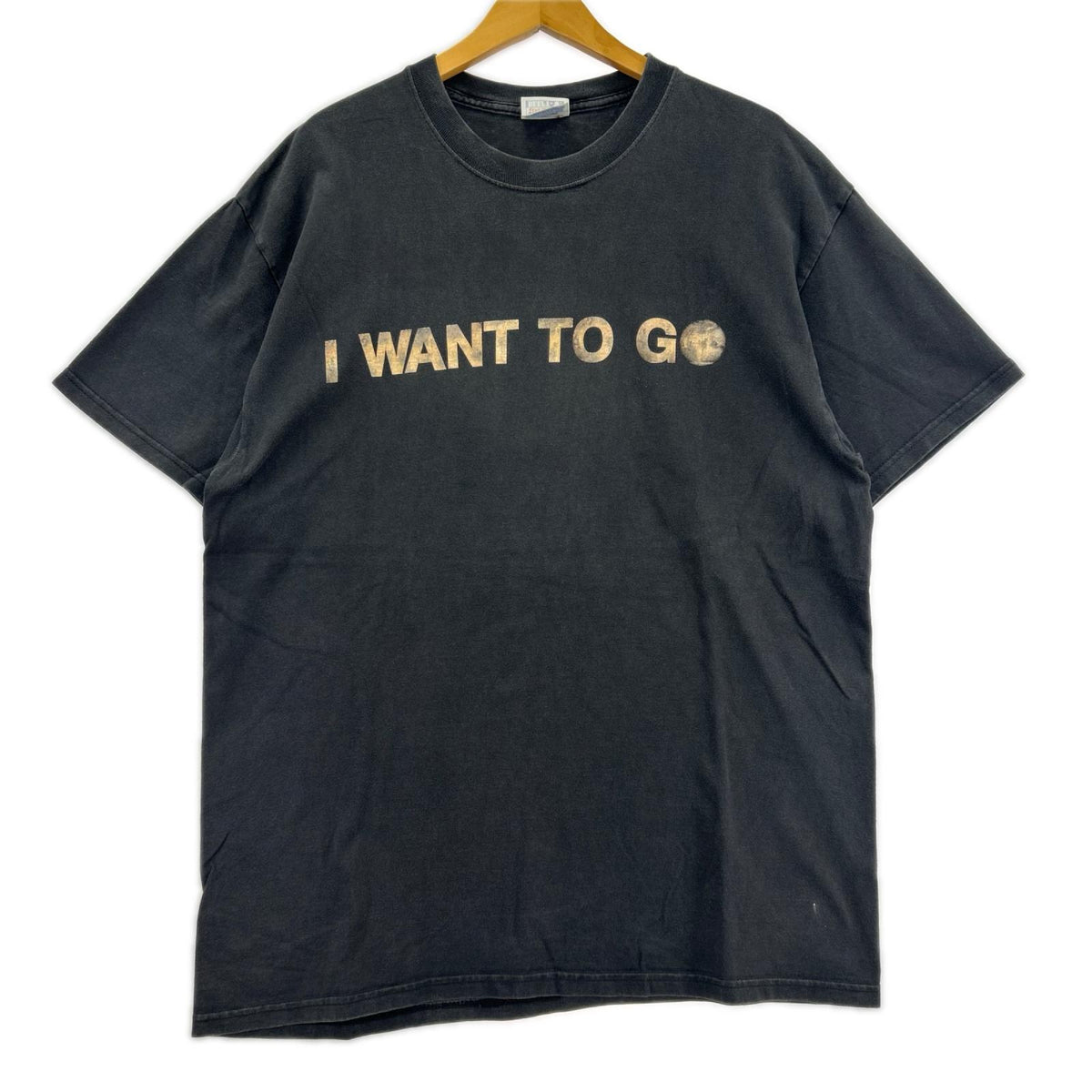 半袖Tシャツ 00s I WANT TO GO Hanesタグ 黒 (L) L ブラック