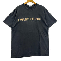 半袖Tシャツ 00s I WANT TO GO Hanesタグ 黒 (L) L ブラック