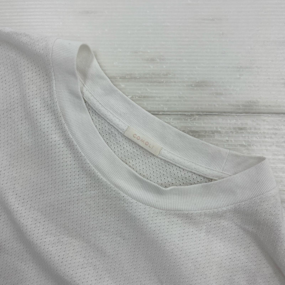 半袖Tシャツ COMOLI 25SS コットンメッシュ半袖Tシャツ 3 ホワイト ホワイト