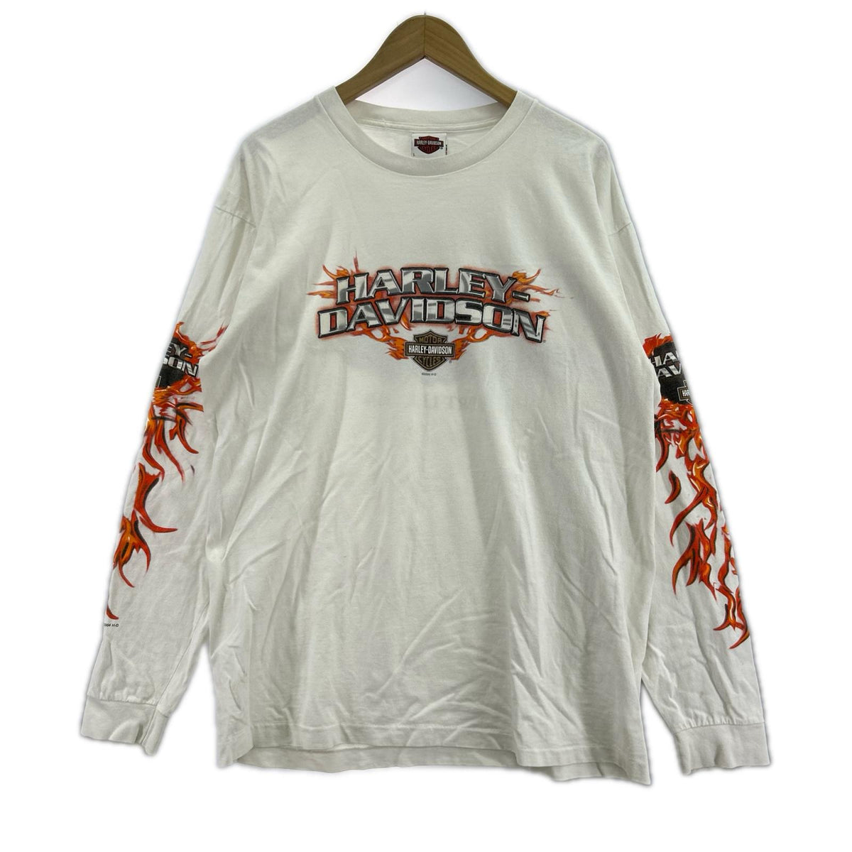 長袖Tシャツ 00s フレイムパターンL/S Tee 白 L L ホワイト