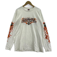 長袖Tシャツ 00s フレイムパターンL/S Tee 白 L L ホワイト