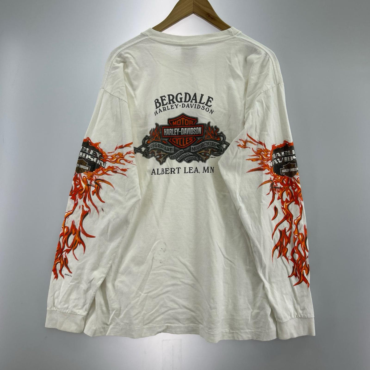 長袖Tシャツ 00s フレイムパターンL/S Tee 白 L L ホワイト