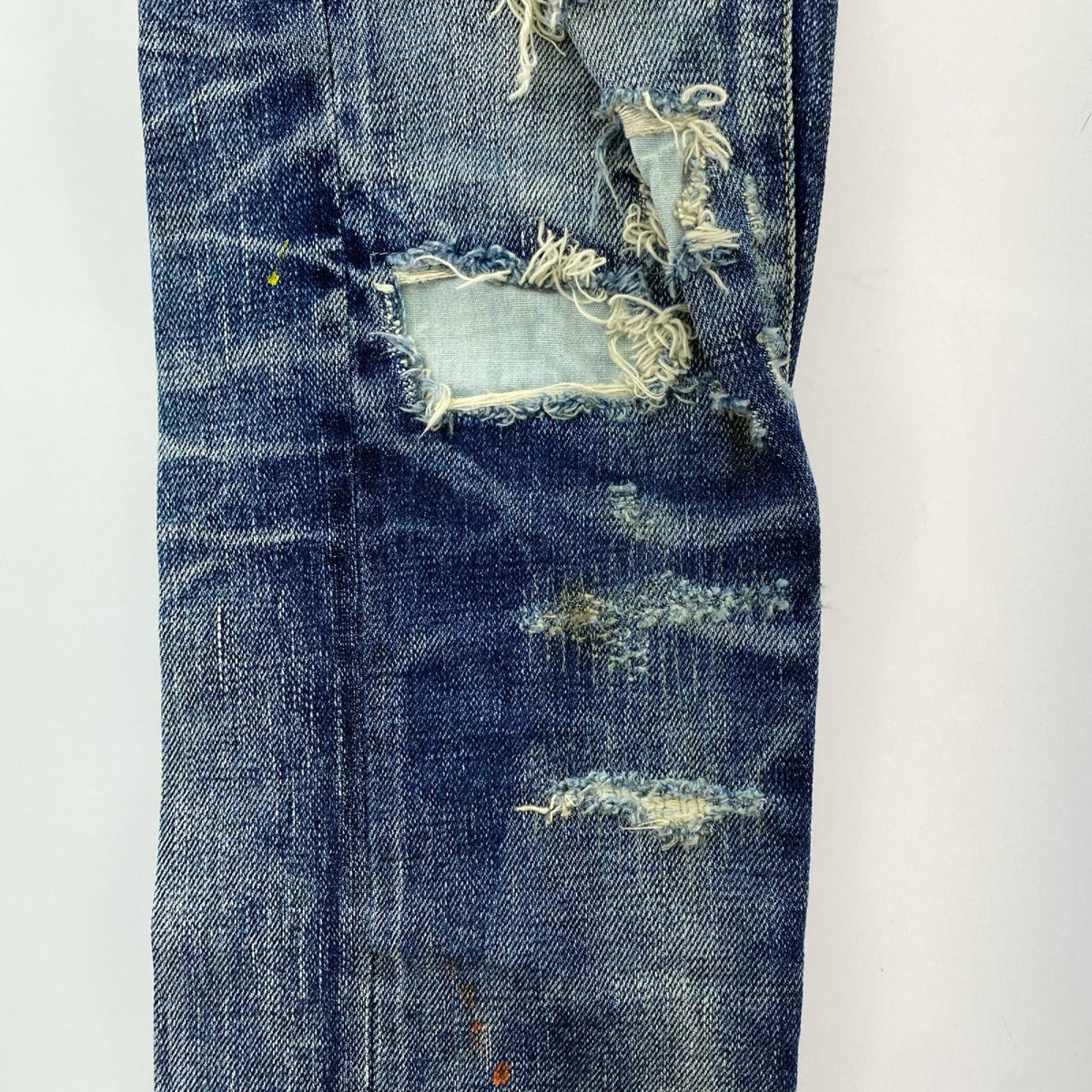 デニムパンツ リペア加工デニム 30 ブルー