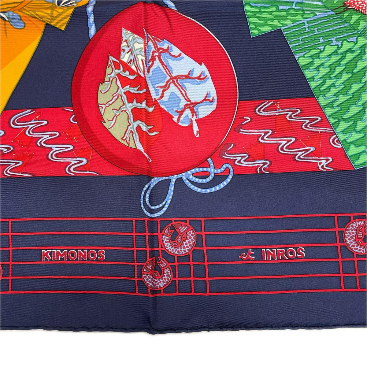 HERMES カレ90 KIMONOS et INROS 着物と印籠 シルクスカーフ