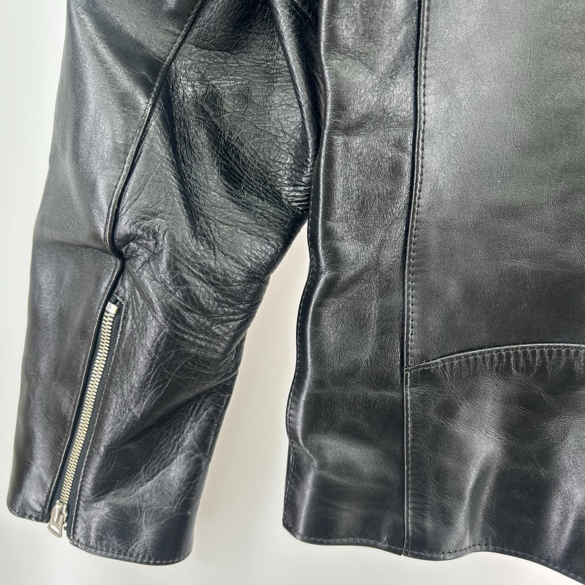 レザージャケット iade leather ダブルライダース(S) S ブラック