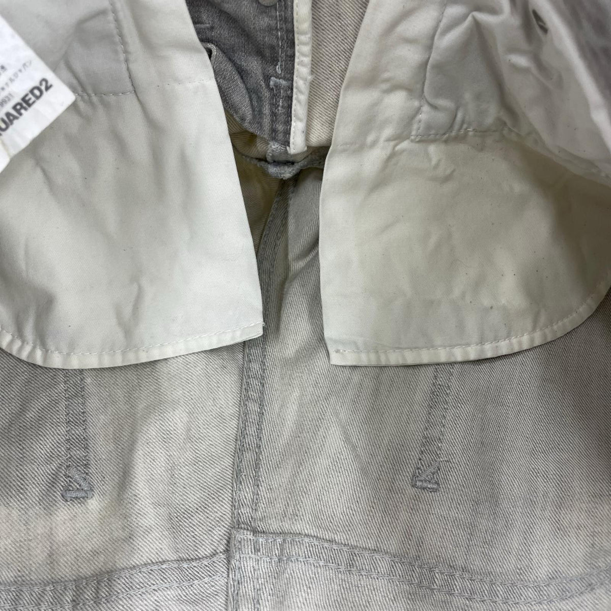 デニムパンツ グレー ダメージペイント加工 48 48