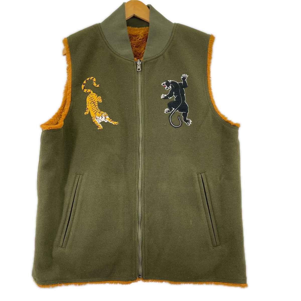 その他アウター modem design reversible suka-jan vest リバーシブルベスト カーキ 3