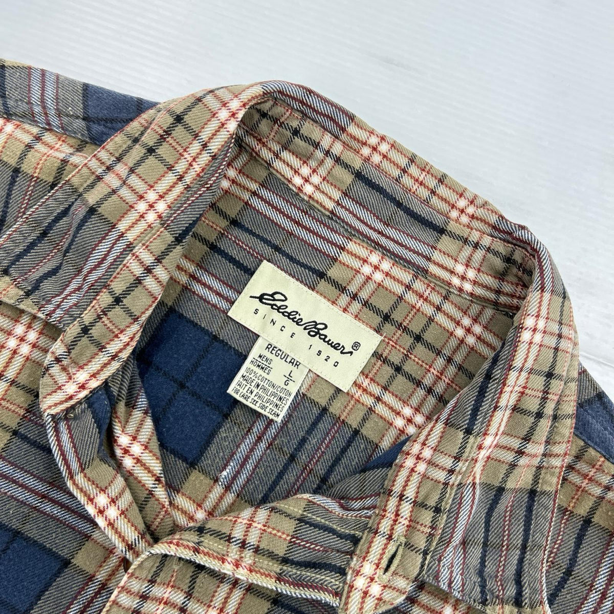 長袖シャツ Eddie Bauer 長袖シャツ チェック L ブラウン