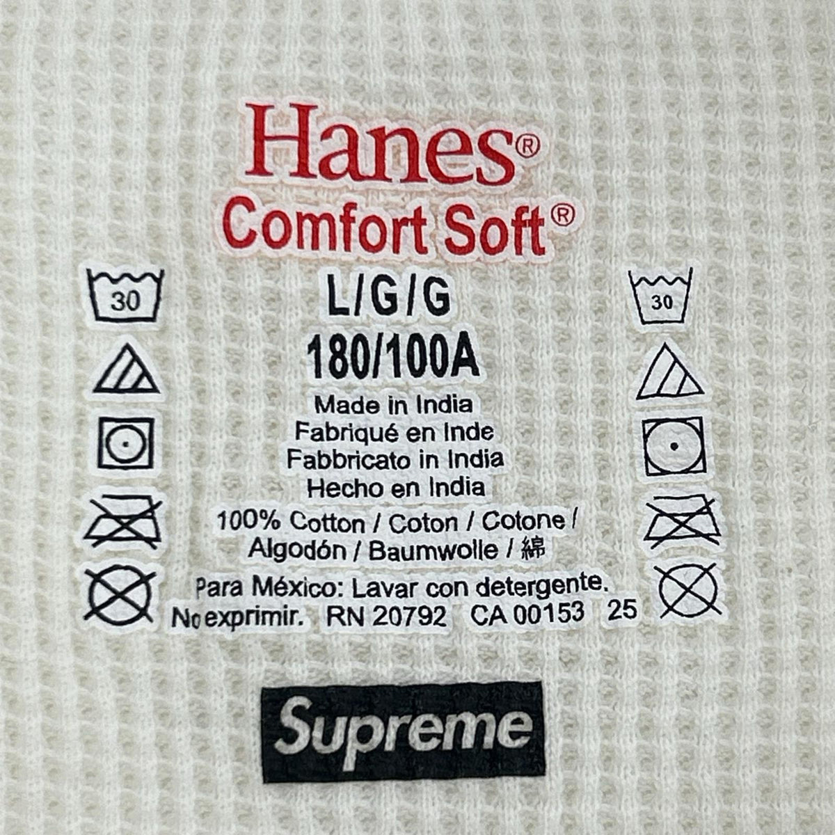 長袖Tシャツ HANES/ボーン/サーマル/白 L ホワイト