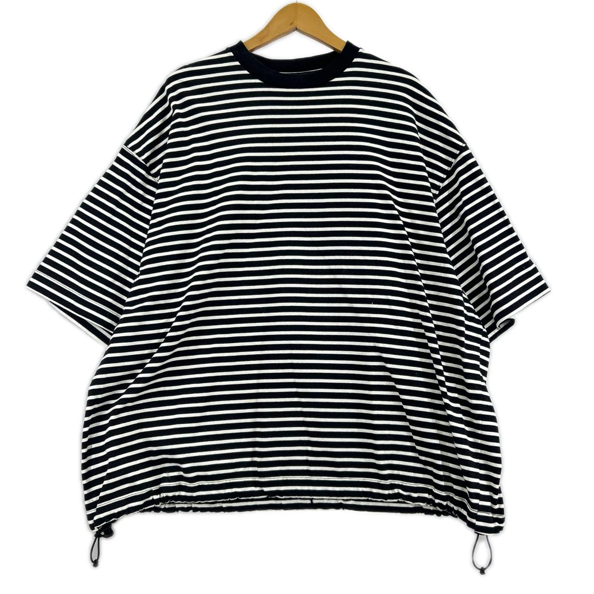 半袖Tシャツ ボーダー/バルーン/黒白 M ブラック
