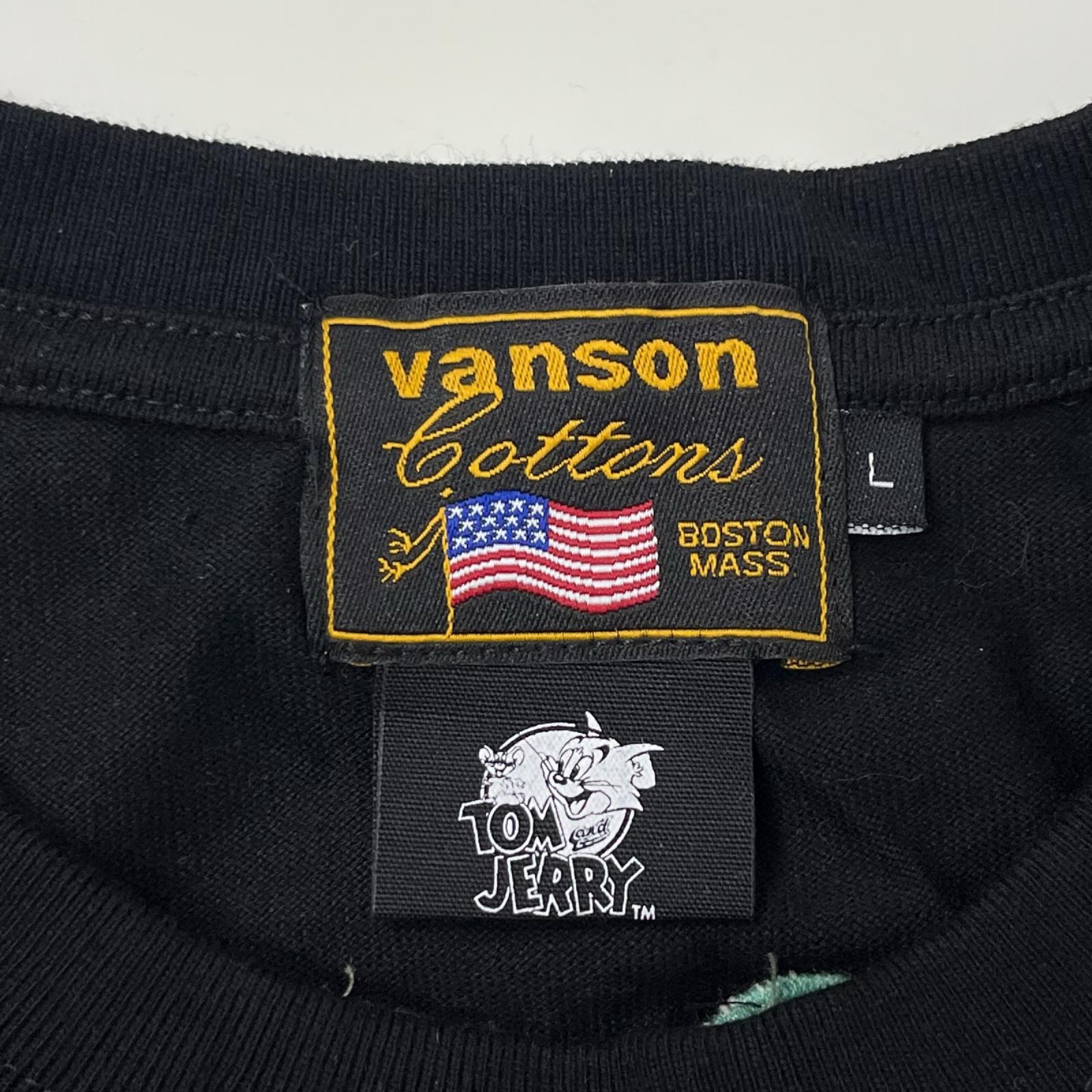 半袖Tシャツ VANSON トムとジェリー 刺繍Tee L ブラック L ブラック