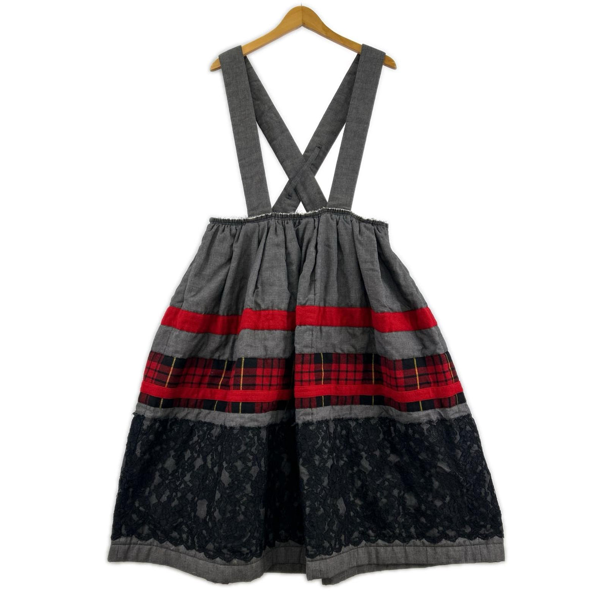 サロペット COMME des GARCONS 17AW ボーダーチェック スカート (XS)