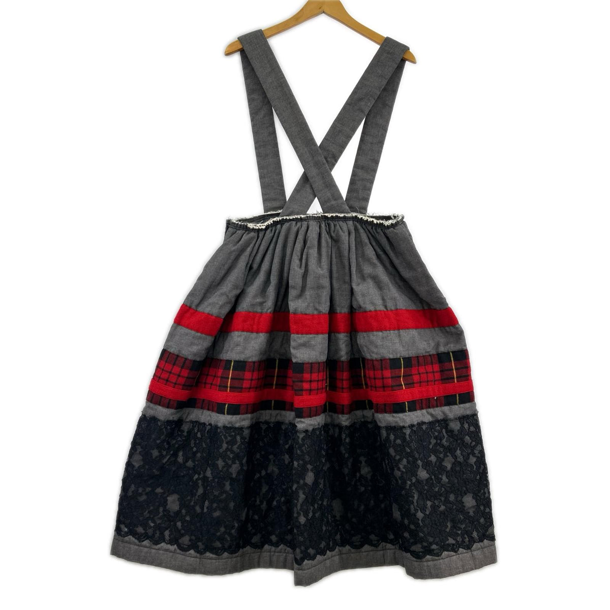 サロペット COMME des GARCONS 17AW ボーダーチェック スカート (XS)