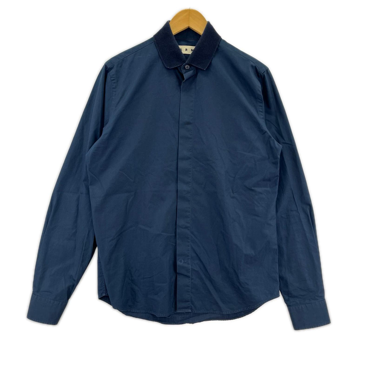 長袖シャツ MARNI ニット襟 比翼L/Sシャツ 46 ネイビー