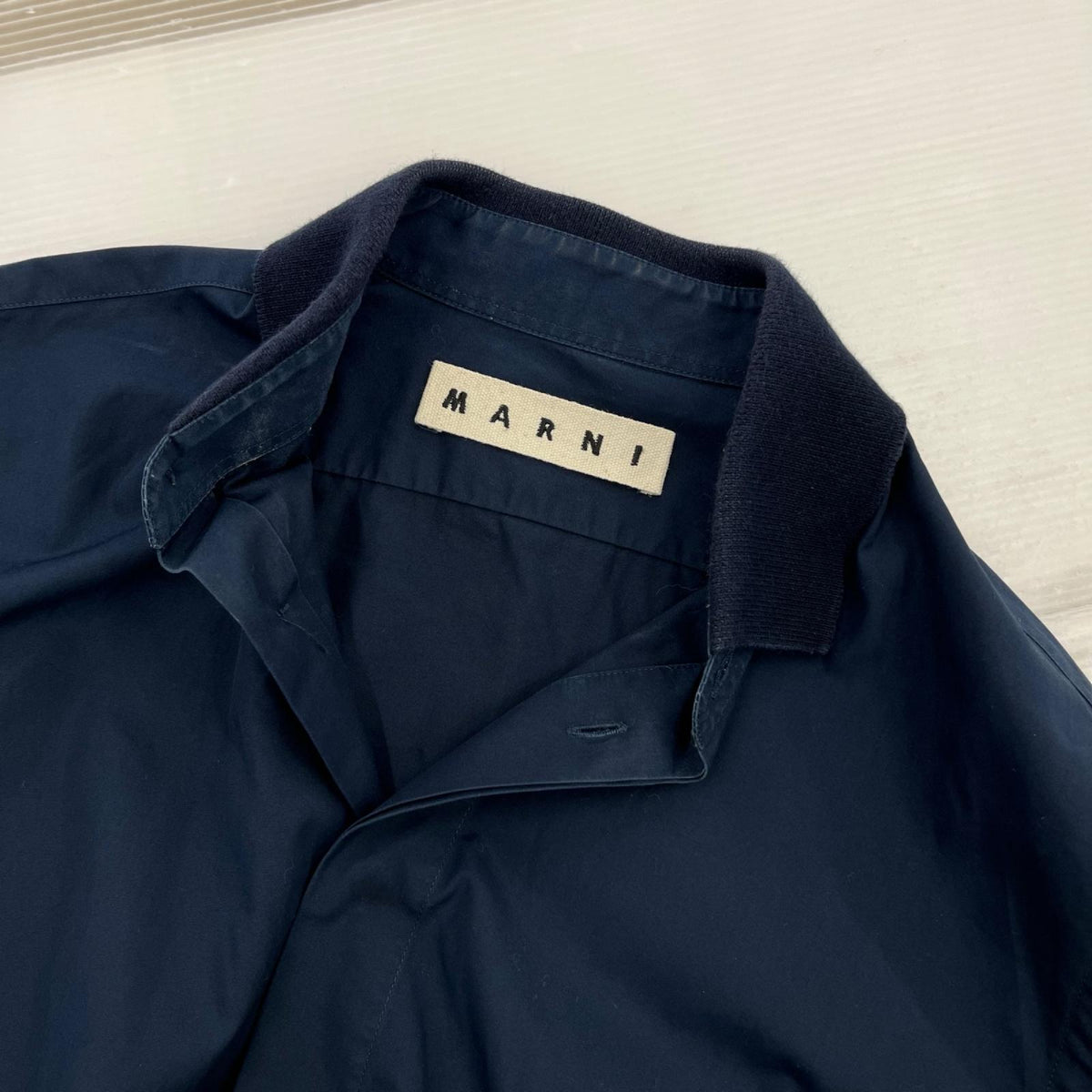 長袖シャツ MARNI ニット襟 比翼L/Sシャツ 46 ネイビー