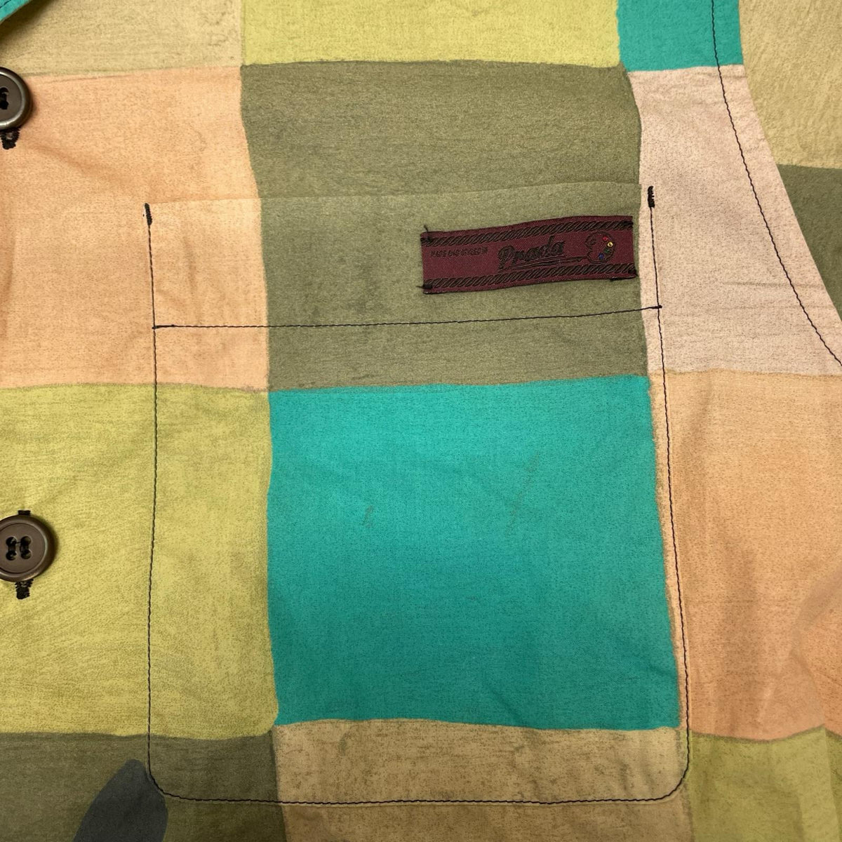 PRADA 17ss パッチワーク サボテン コットンシャツ SS