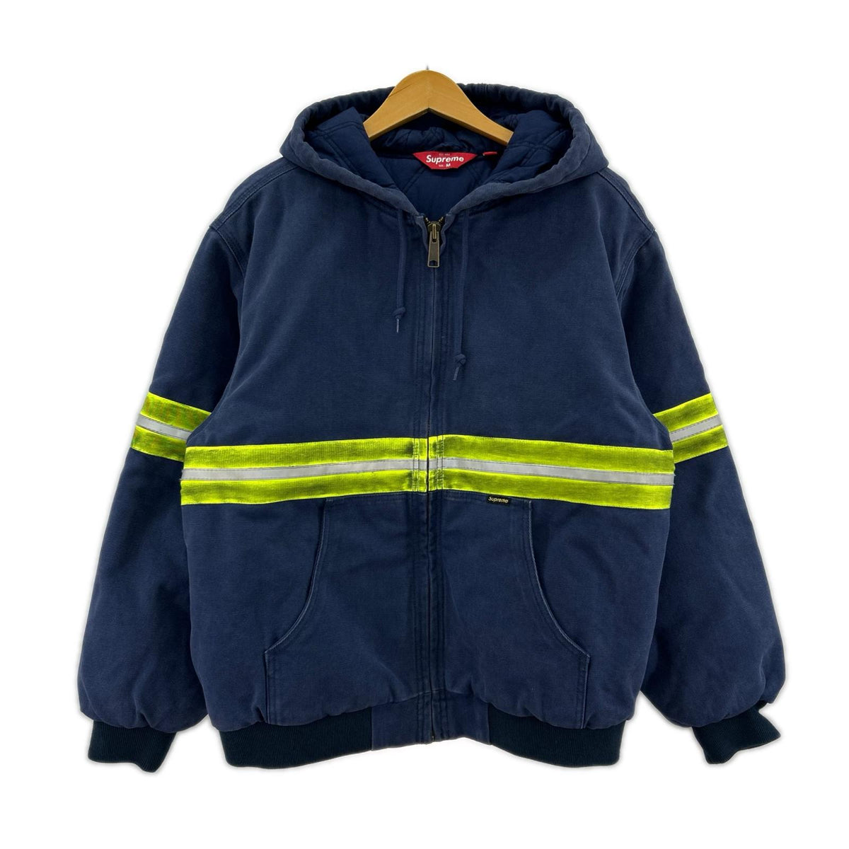 ジャケット reflective stripe hooded work jacket M ブルー