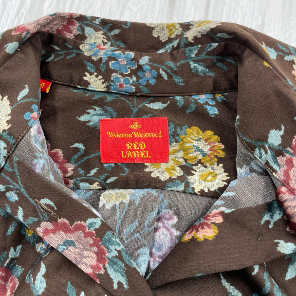 長袖シャツ 総柄シャツ 茶 (Ⅱ) 2 ブラウン
