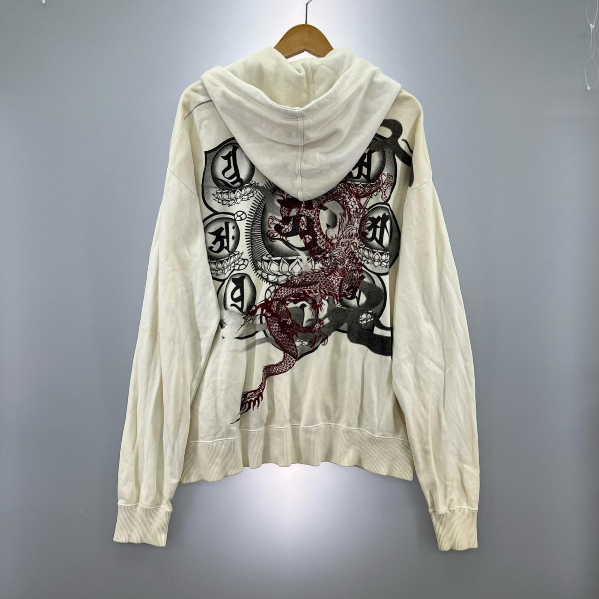 パーカー 絡繰魂 龍 髑髏刺繍 WHT XXL ホワイト