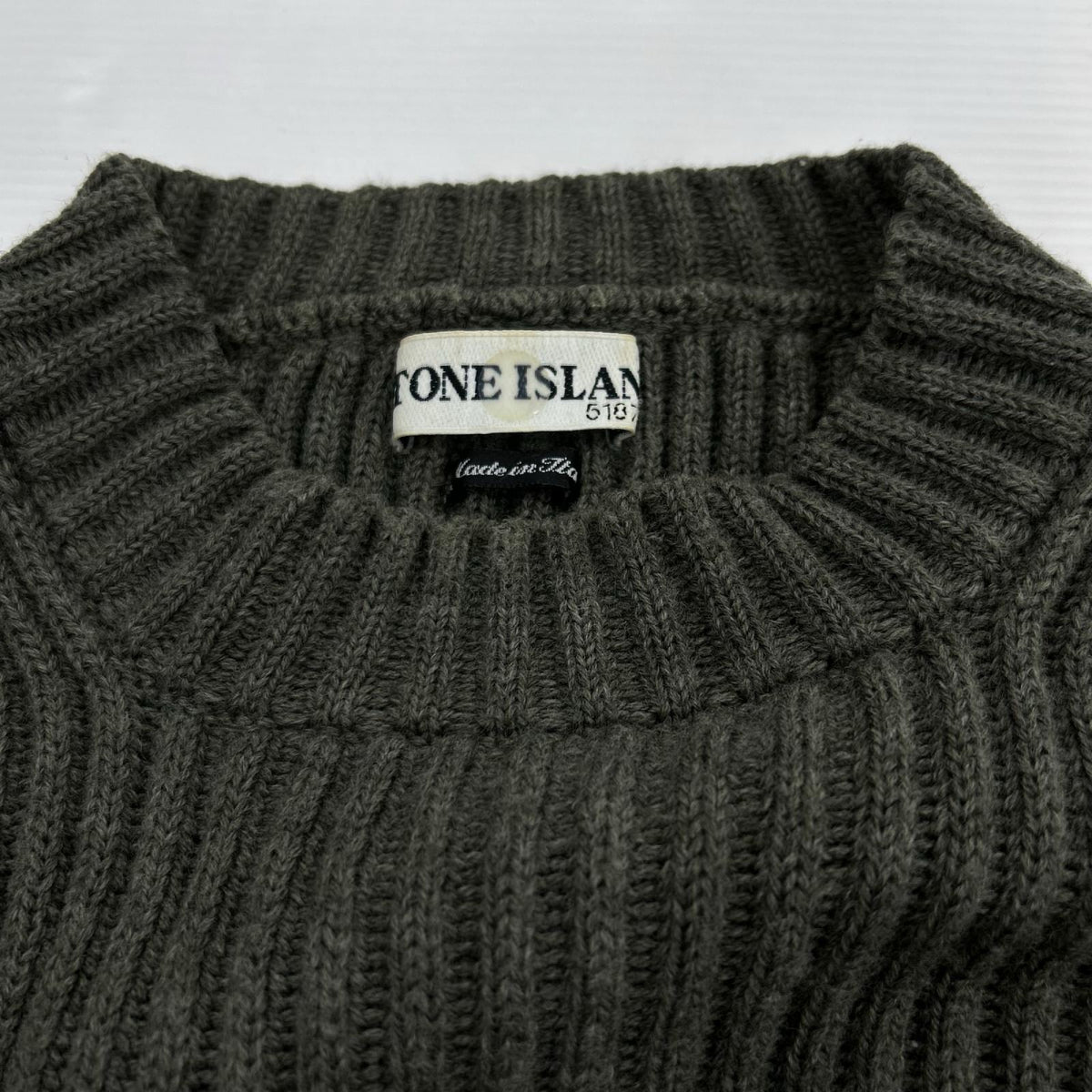 ニット STONE ISLAND 00s Paul Harvey期 ウールニット XXL オリーブ