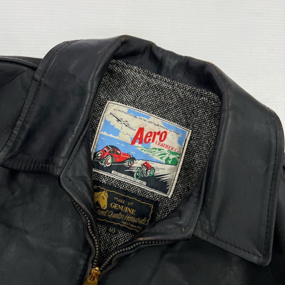 レザージャケット 80-90s AERO LEATHER ハイウェイマン レザースポーツジャケット 40 ブラック 40 ブラック