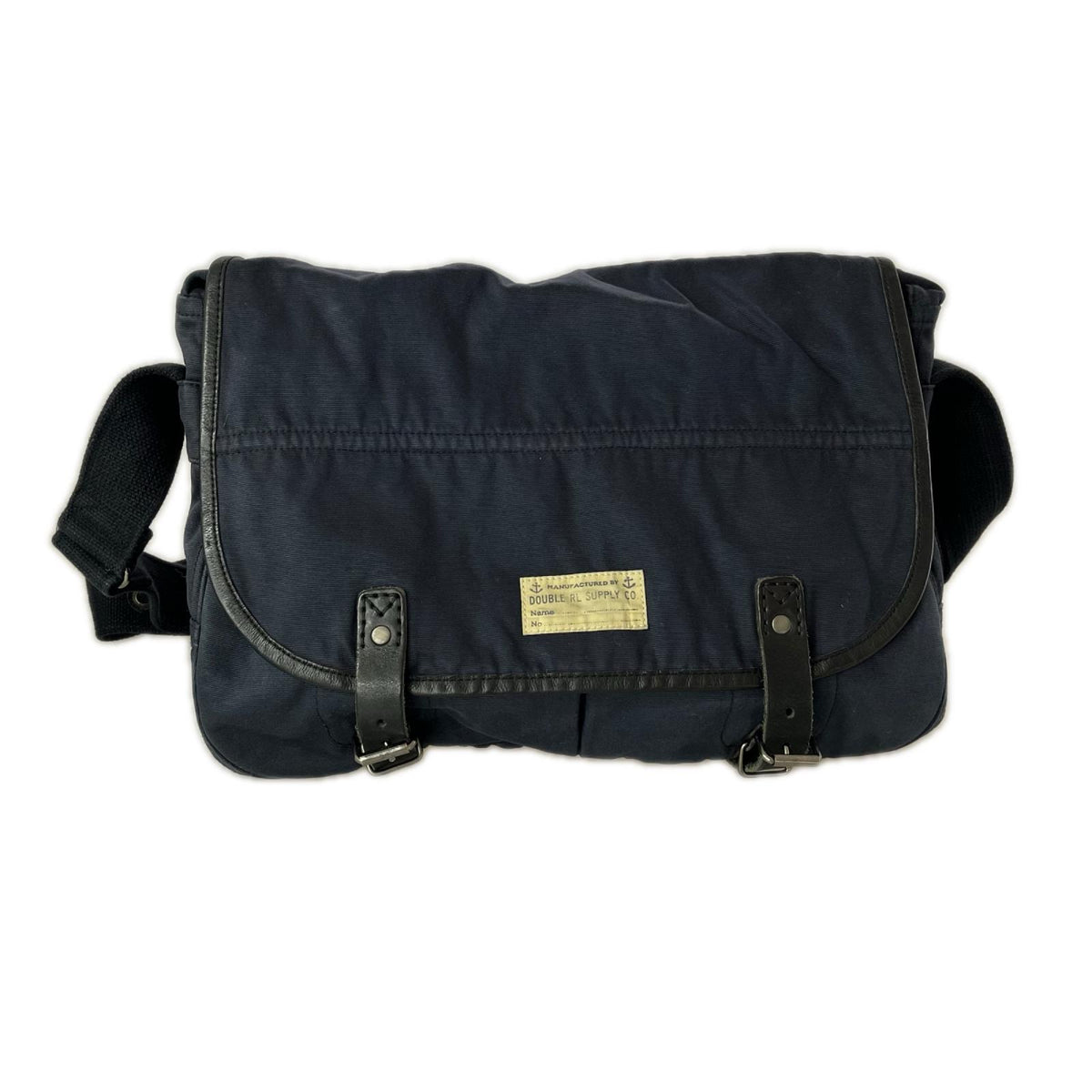 ショルダーバッグ RRL レザー×キャンバス ショルダーバッグ ネイビー×ブラック