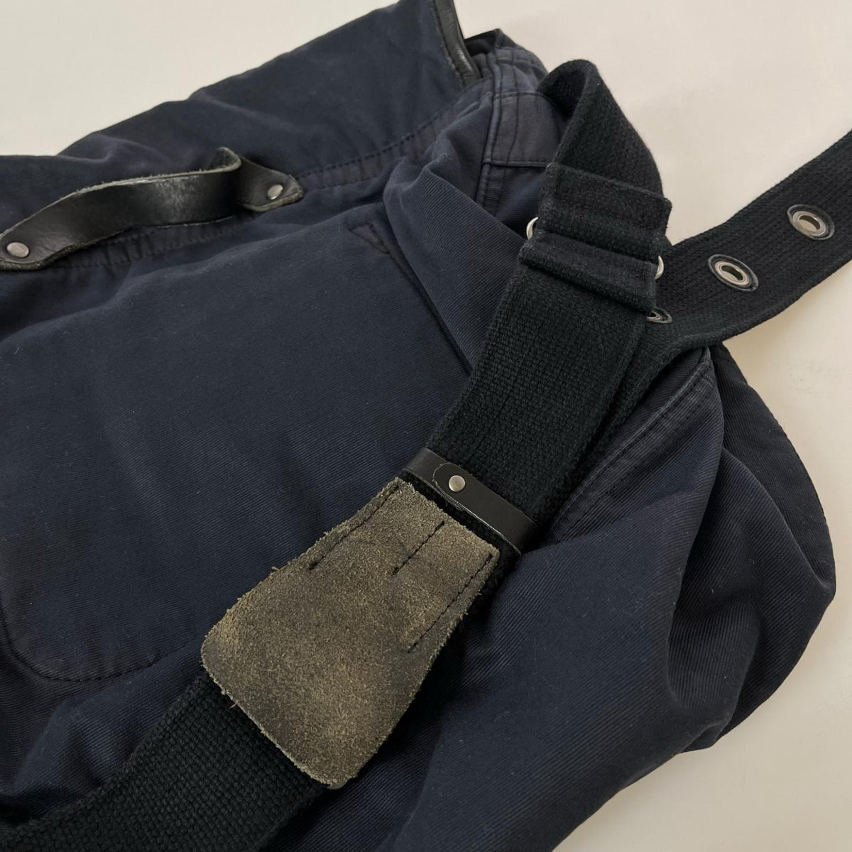 ショルダーバッグ RRL レザー×キャンバス ショルダーバッグ ネイビー×ブラック