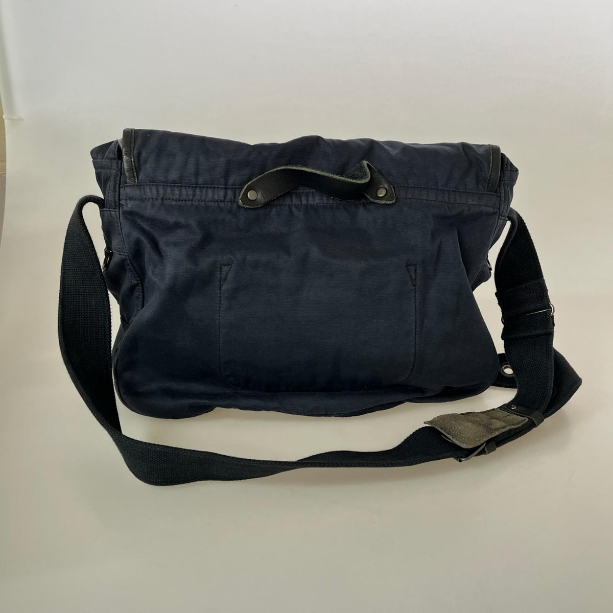 ショルダーバッグ RRL レザー×キャンバス ショルダーバッグ ネイビー×ブラック