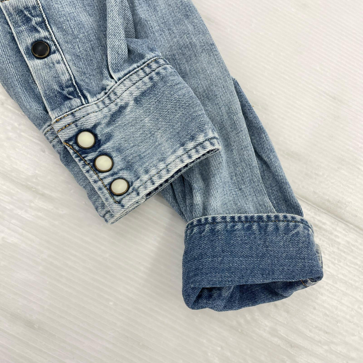 長袖シャツ SUPER FUZZ刺繍 ウエスタンデニムシャツ(M) M ブルー