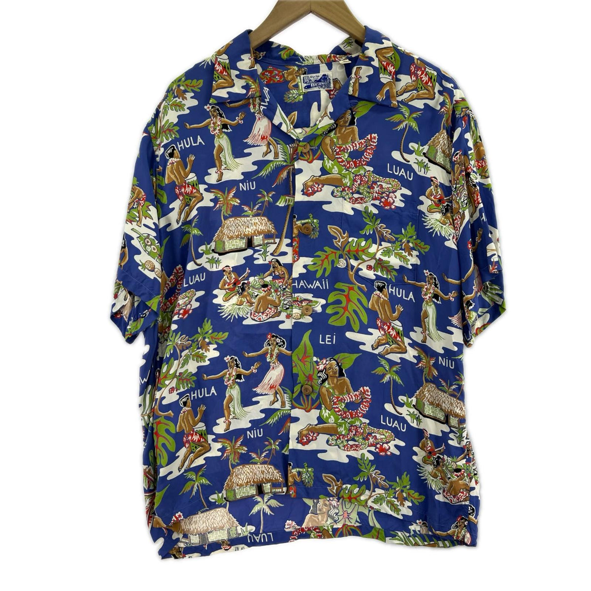 半袖シャツ ×BEAMS LUAU アロハシャツ L ブルー