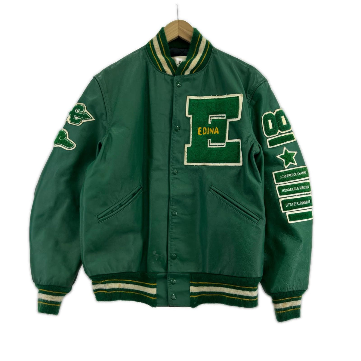 ブルゾン general sports USA製 オールレザースタジャン 緑 (M) M グリーン