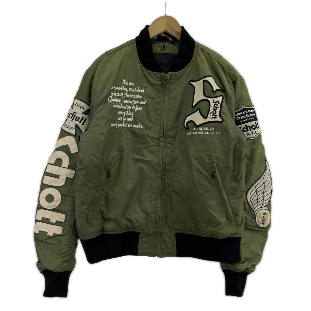 ブルゾン schott MA-1 フライトジャケット ワッペン カーキ(40) 40 カーキ