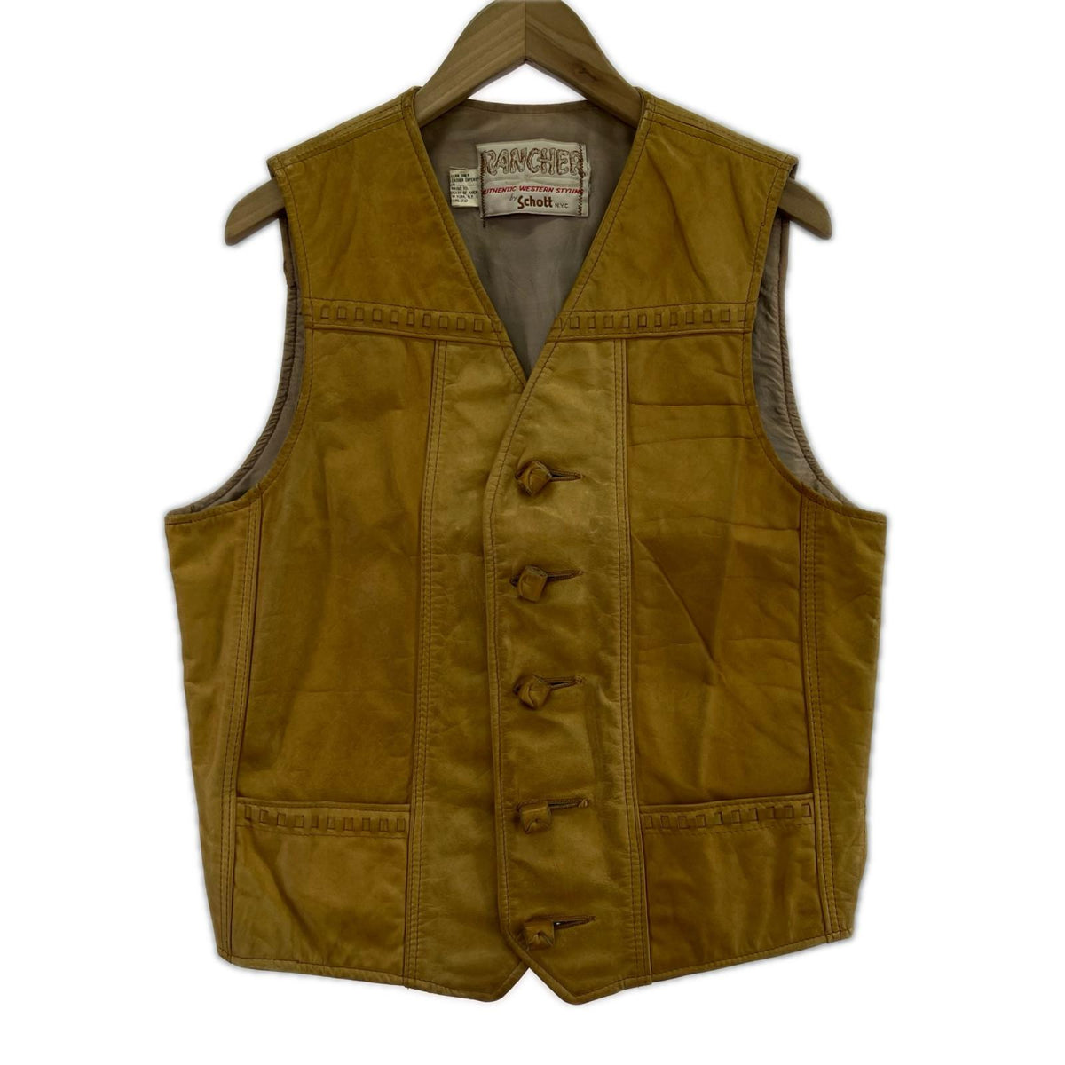 長袖シャツ schott RANCHER レザージレ キャメル ブラウン