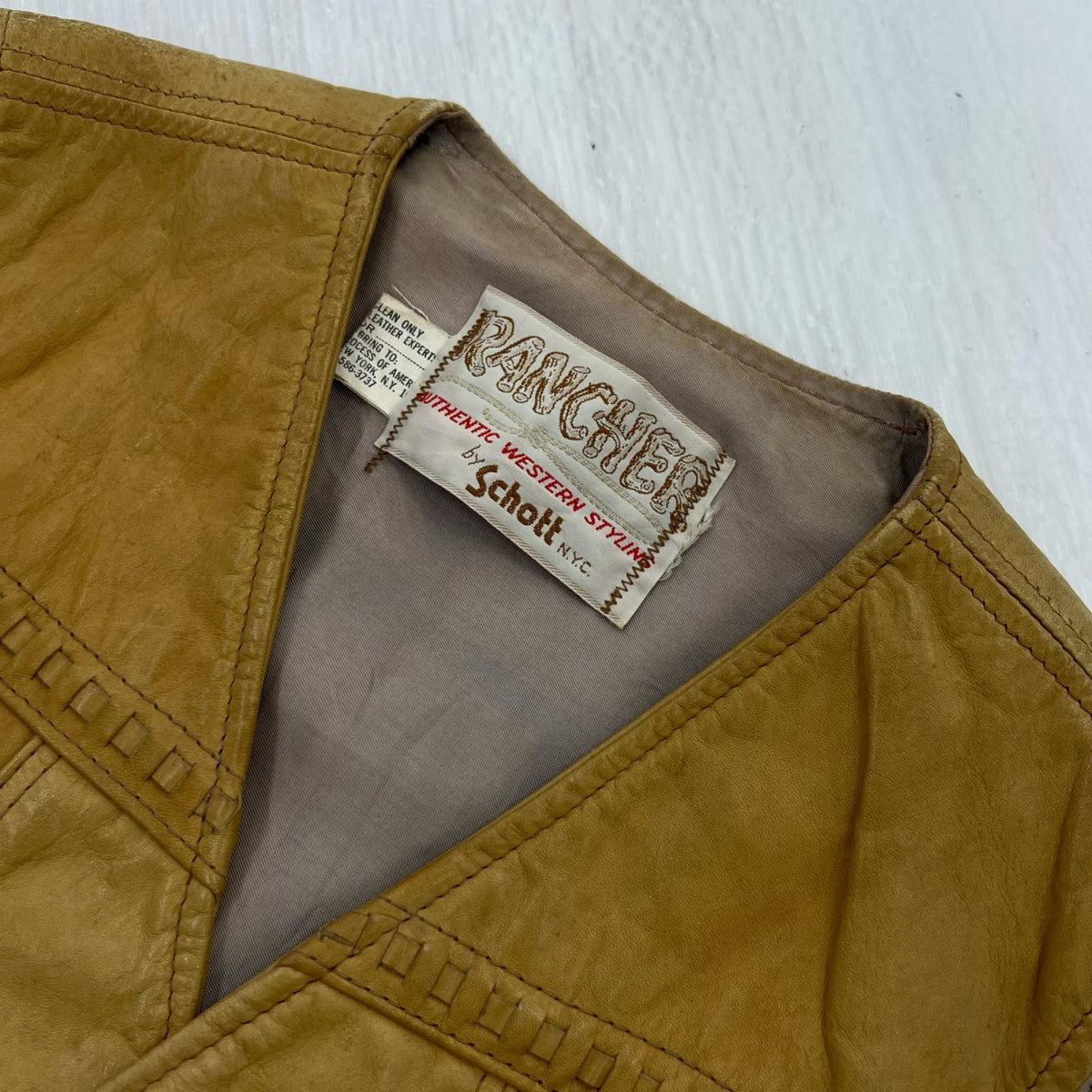 長袖シャツ schott RANCHER レザージレ キャメル ブラウン