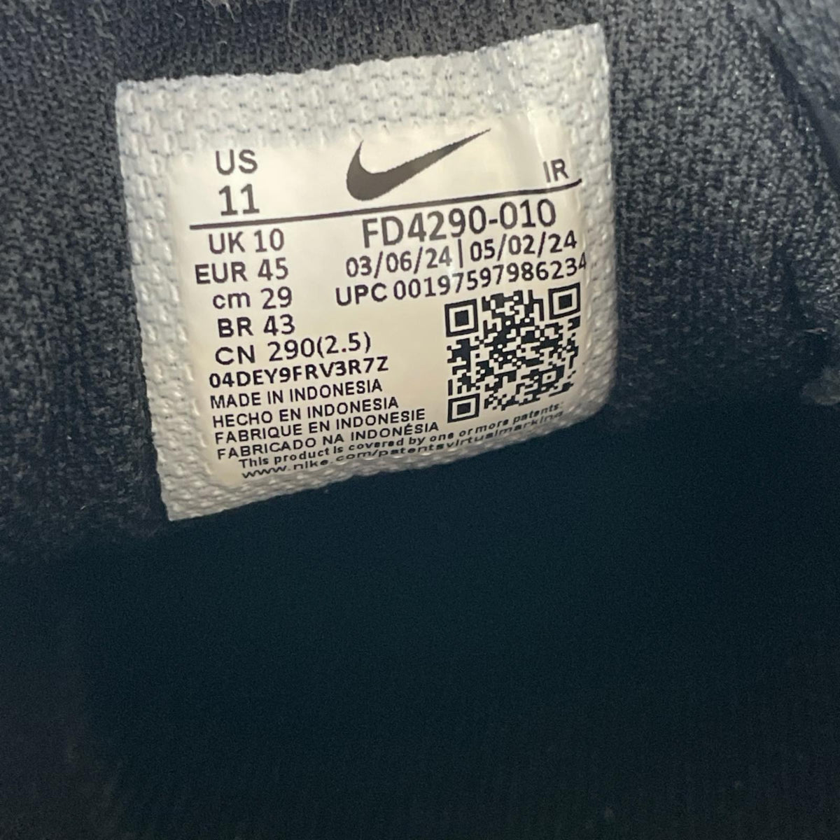 スニーカー FD4290-010 29cm (US11 UK10 1/2 EU48) ブラック