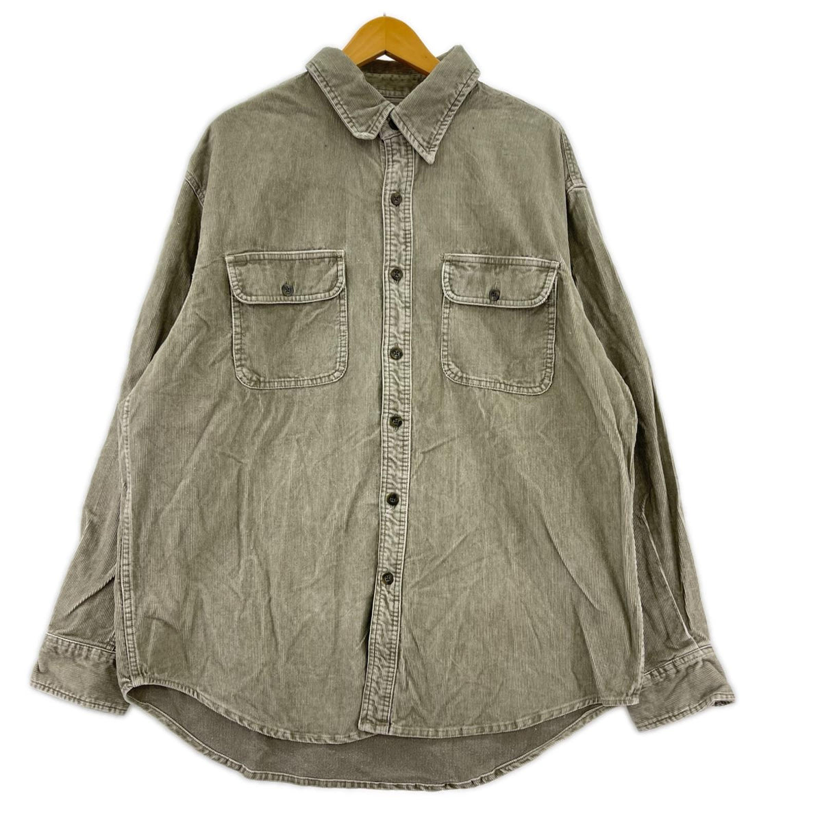 長袖シャツ GAP 00s フラポケ コーデュロイシャツ グレージュ L グレー